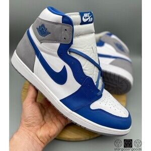 Nike Air Jordan 1 Shoes Mens 18 Retro High OG True Blue Grey Sneaker DZ5485-410